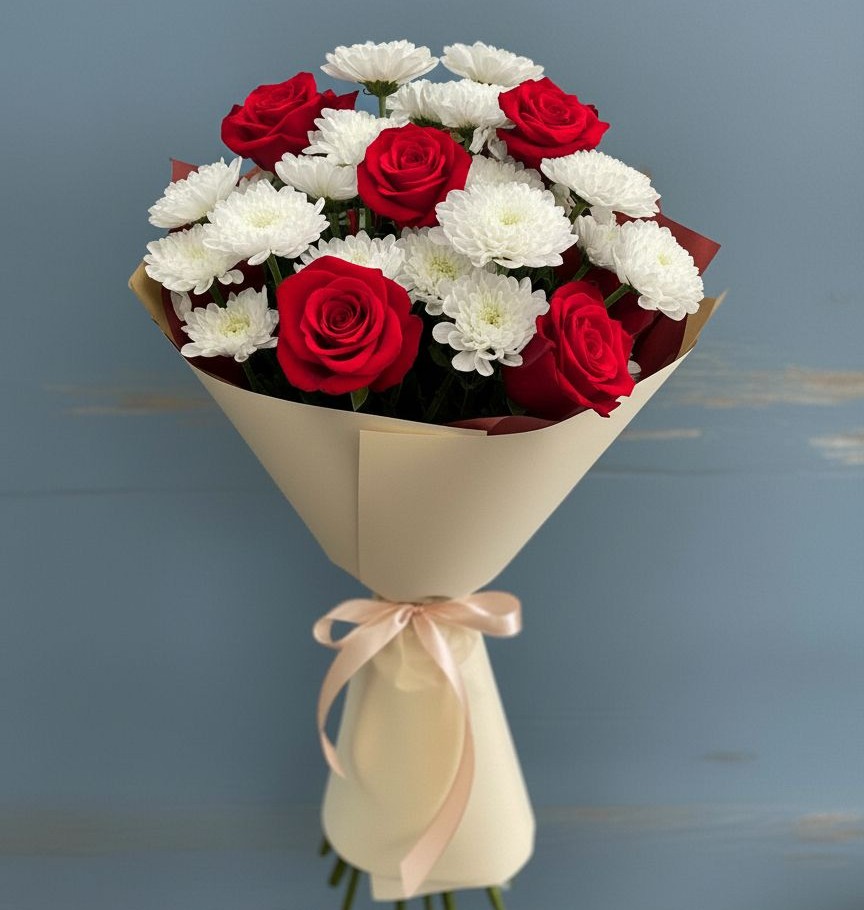 Букет цветов из: Розы и Хризантемы в Аргаяше