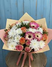 Букет цветов из:  Розы, Герберы и Хризантемы #REPLACE_PRED# Аргаяше