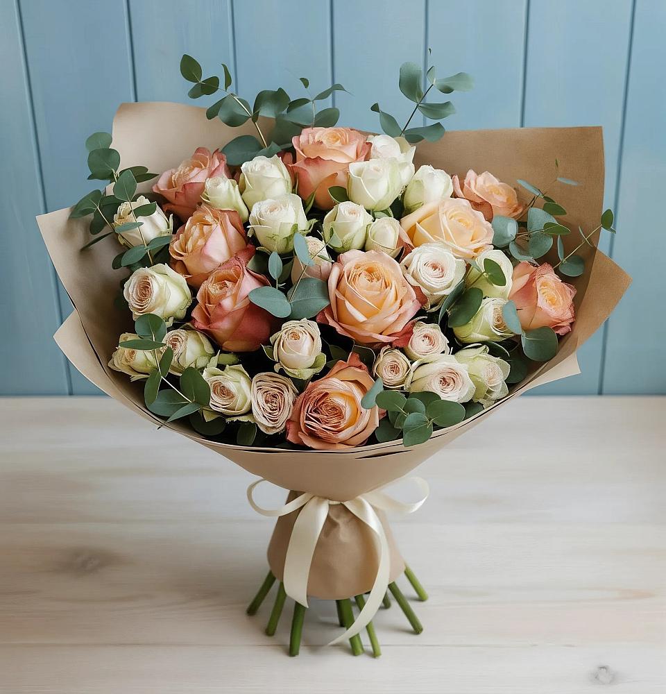 Букет цветов из: Альстромерии и Розы в Аргаяше