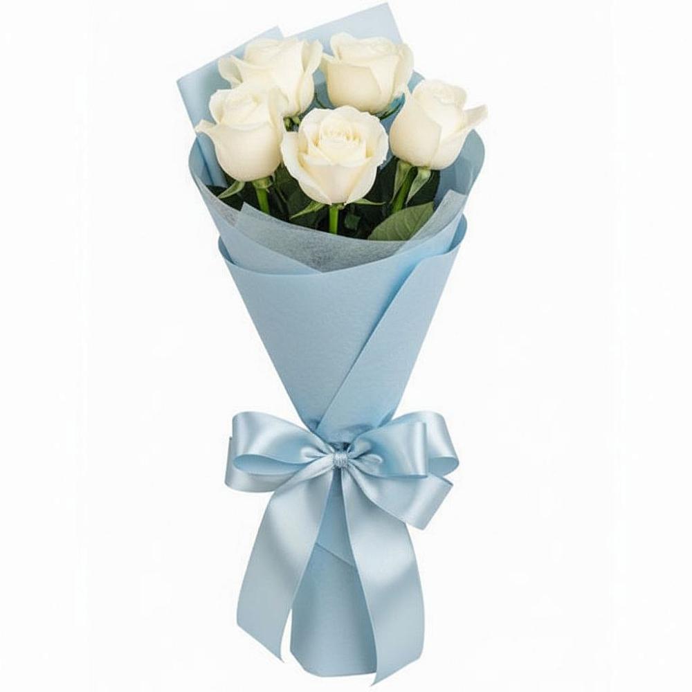Букет 5 Белых роз Проуд в Аргаяше