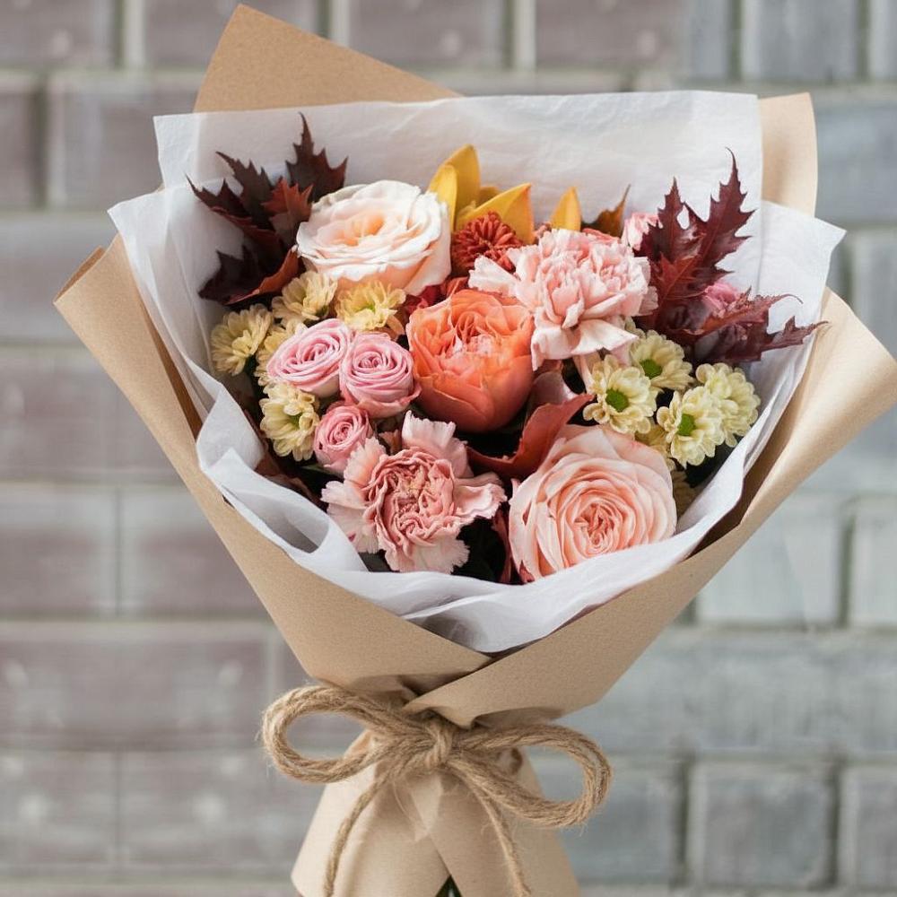 Букет цветов из: Гвоздики, Хризантемы и Розы в Аргаяше