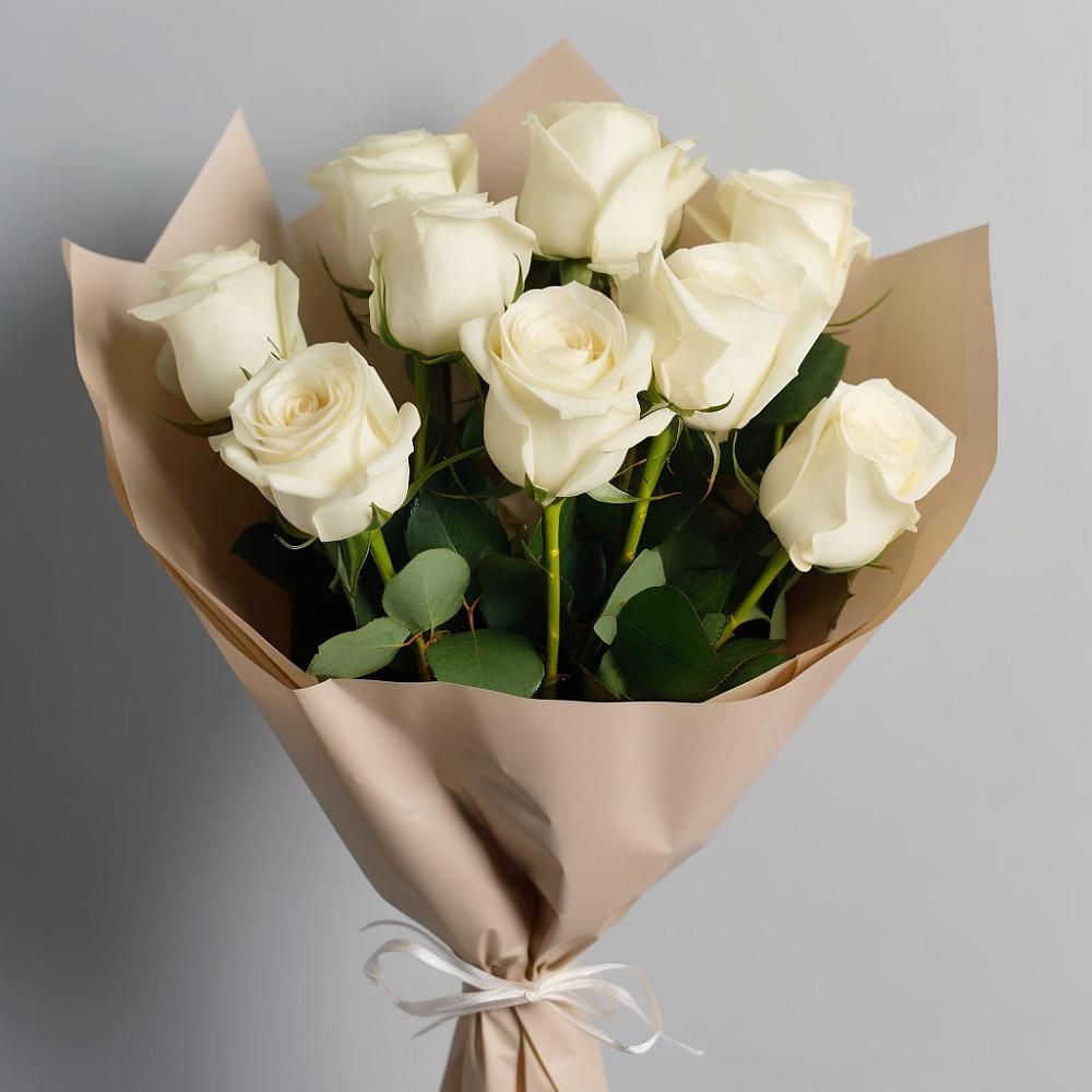 Букет 9 Белых роз Эдлесс Лав в Аргаяше