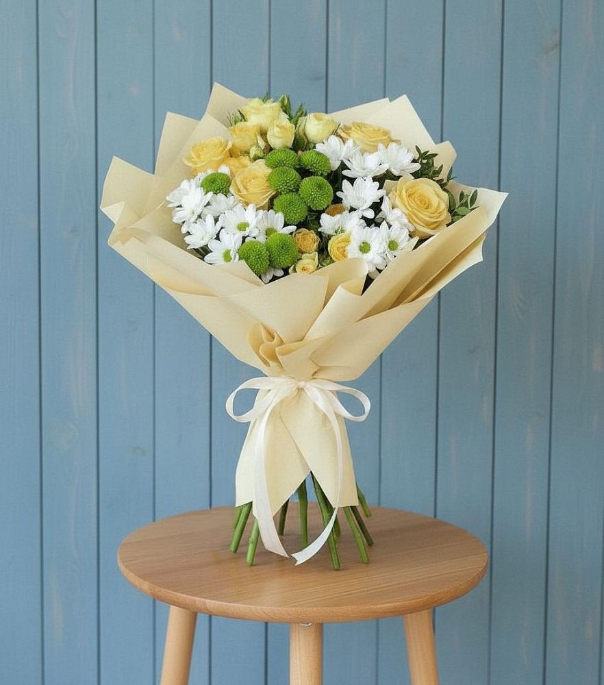 Букет цветов из: Хризантемы и Розы в Аргаяше