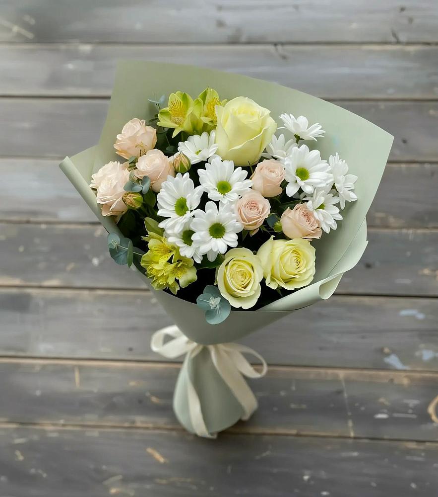 Букет цветов из: Альстромерии, Розы и Хризантемы в Аргаяше