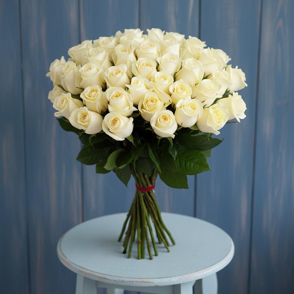 Букет 51 Белая роза Эдлесс Лав в Аргаяше