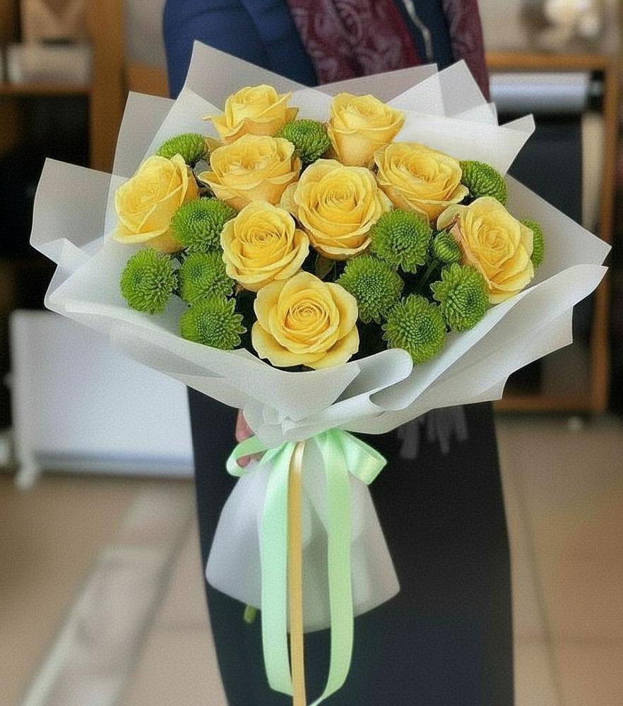 Букет цветов из: Хризантемы и Розы в Аргаяше