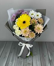 Букет цветов из:  Розы, Герберы и Хризантемы в Аргаяше