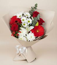 Букет цветов из:  Розы, Хризантемы, Герберы и Лилии #REPLACE_PRED# Аргаяше