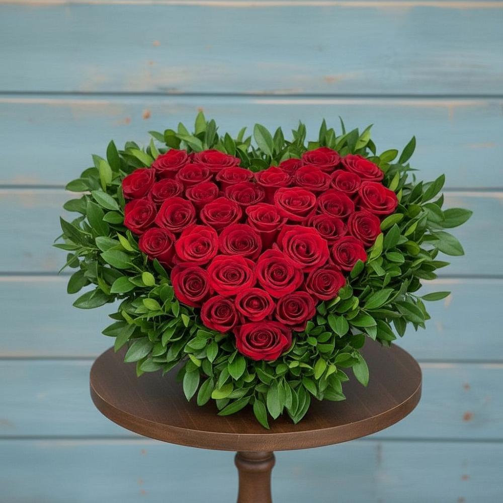 Цветочная композиция из Розы в виде сердца в Аргаяше