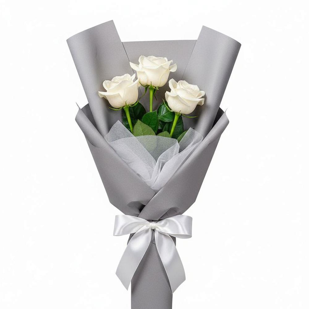 Букет 3 белые розы в Аргаяше