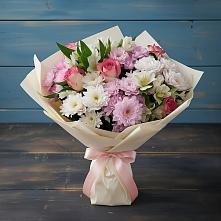 Букет цветов из:  Хризантемы, Альстромерии и Розы #REPLACE_PRED# Аргаяше