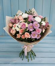 Букет цветов из:  Хризантемы, Розы и Альстромерии в Аргаяше