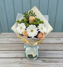 Букет цветов из:  Герберы, Розы и Хризантемы в Аргаяше