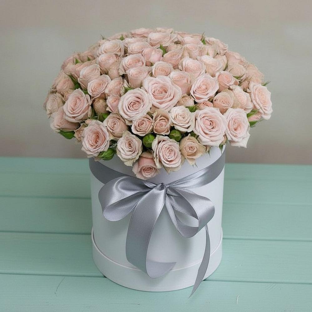 Цветочная композиция из Розы в шляпной коробке в Аргаяше